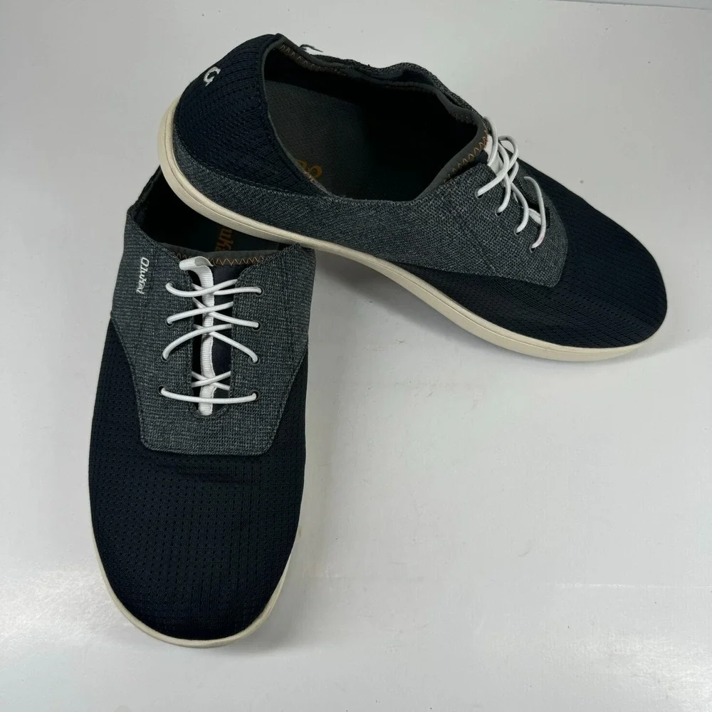 OluKai Nohea Moku Men's US 12 Dark Shadow Gray Mesh Slip-On Boat Shoe 10283-6C6C